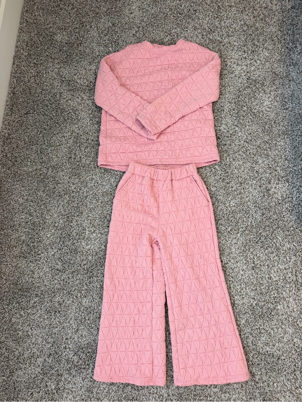 Women’s Pink Quilted Pajama Set - Long Sleeve Top & Pants